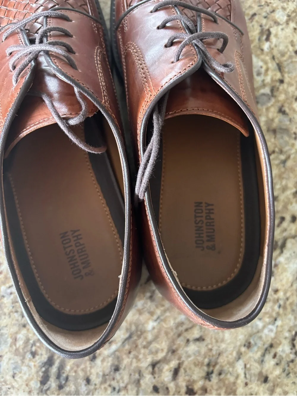 Johnston & Murphy Woven Leather Derby Oxfords - Brown
